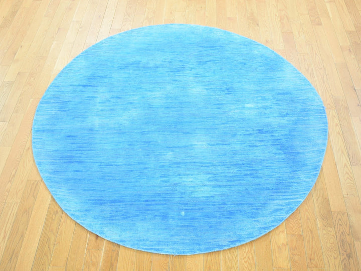 6'1" x 6'1" New Hand Knotted Overdyed Wool Round Oriental Rug - MOA10280523