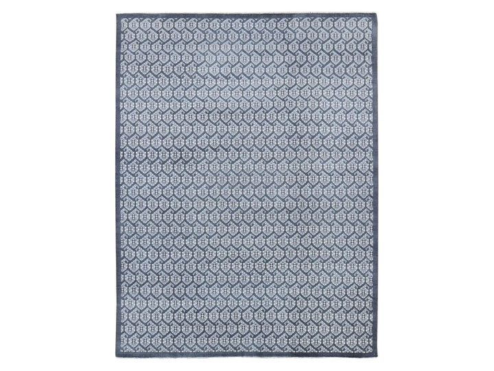 9'0" x 12'0" New Hand Knotted Grey Wool Rectangle Oriental Rug - MOA10280525