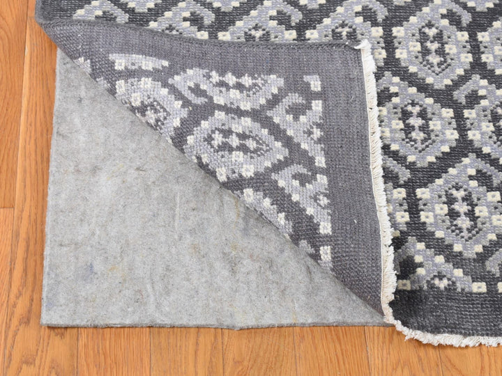 9'0" x 12'0" New Hand Knotted Grey Wool Rectangle Oriental Rug - MOA10280525