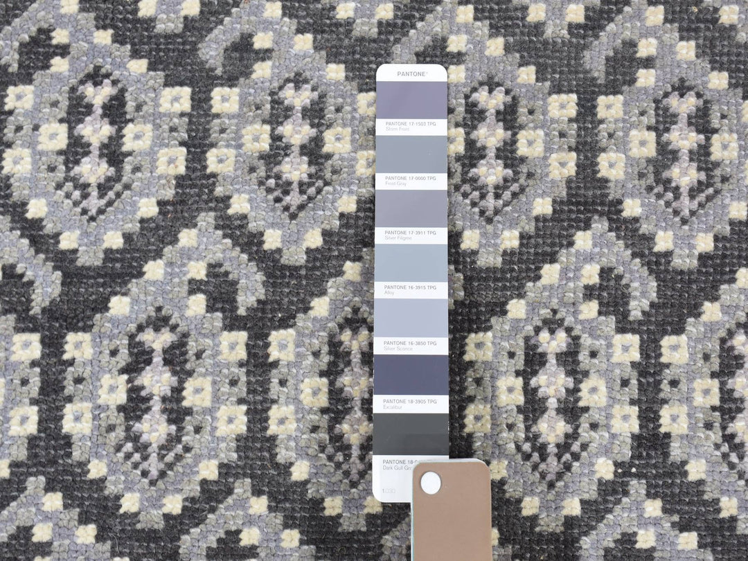 9'0" x 12'0" New Hand Knotted Grey Wool Rectangle Oriental Rug - MOA10280525