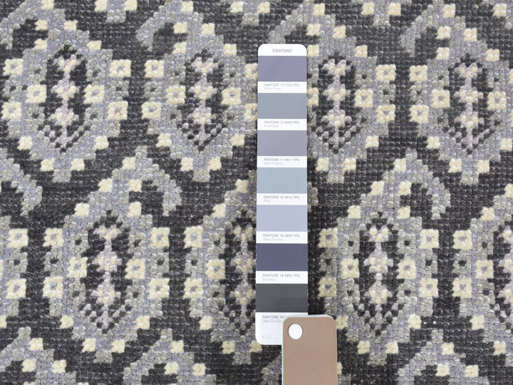 9'0" x 12'0" New Hand Knotted Grey Wool Rectangle Oriental Rug - MOA10280525