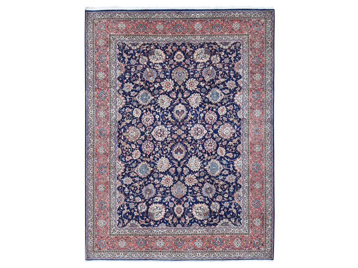 9'2" x 12'0" New Hand Knotted Blue Wool Rectangle Oriental Rug - MOA10280528