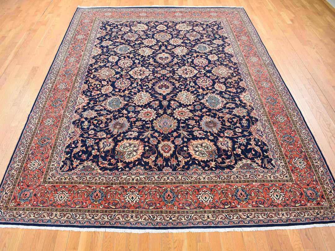 9'2" x 12'0" New Hand Knotted Blue Wool Rectangle Oriental Rug - MOA10280528