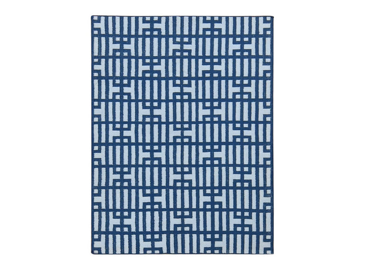 5'2" x 7'0" New Hand Woven Blue Wool Rectangle Oriental Rug - MOA10280533