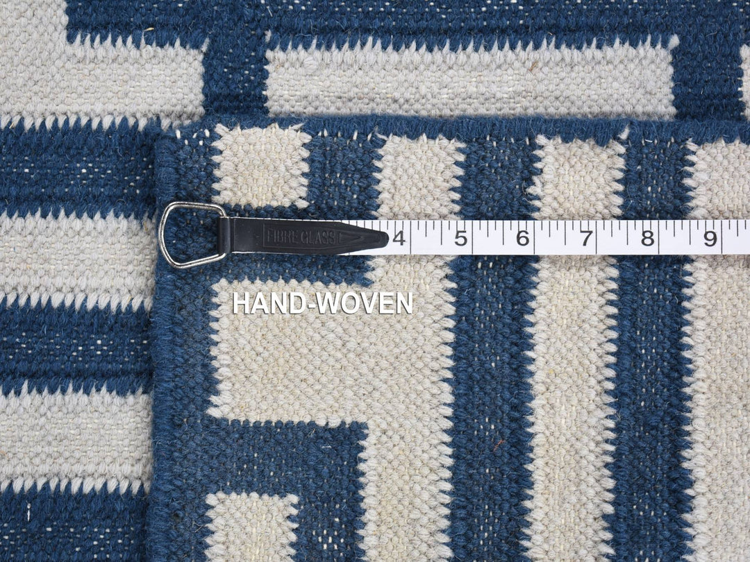 5'2" x 7'0" New Hand Woven Blue Wool Rectangle Oriental Rug - MOA10280533
