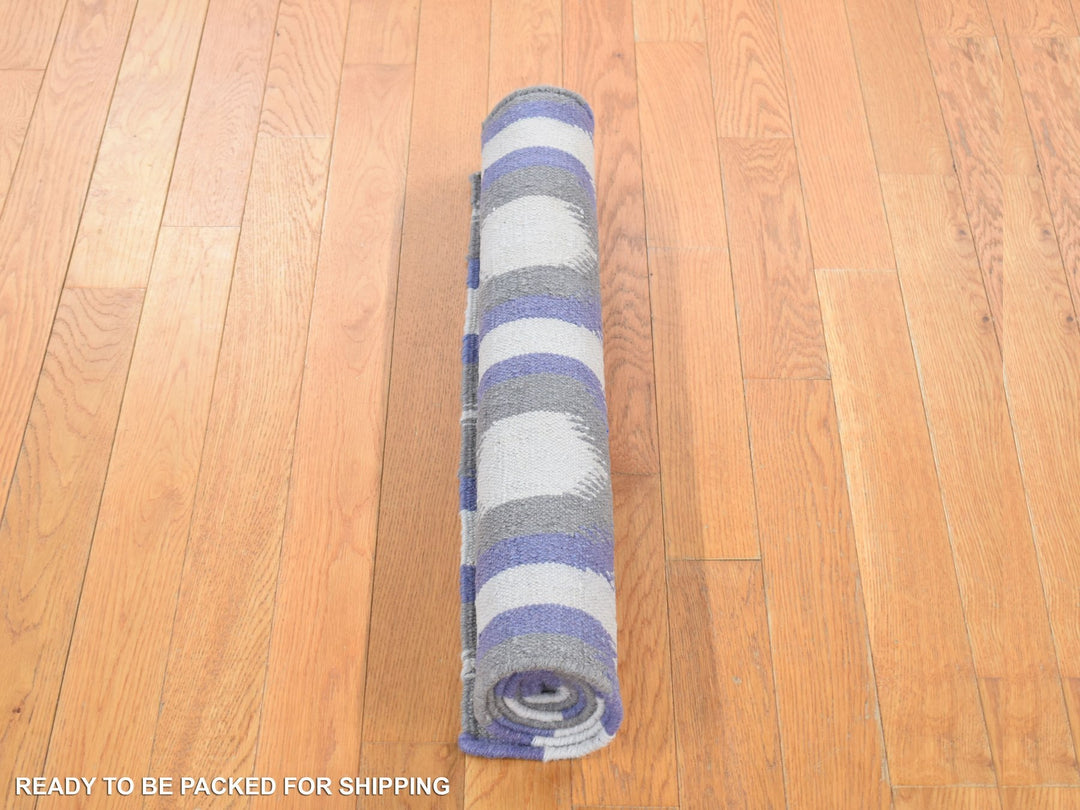 2'5" x 6'0" New Hand Woven Grey Wool Rectangle Oriental Rug - MOA10280534