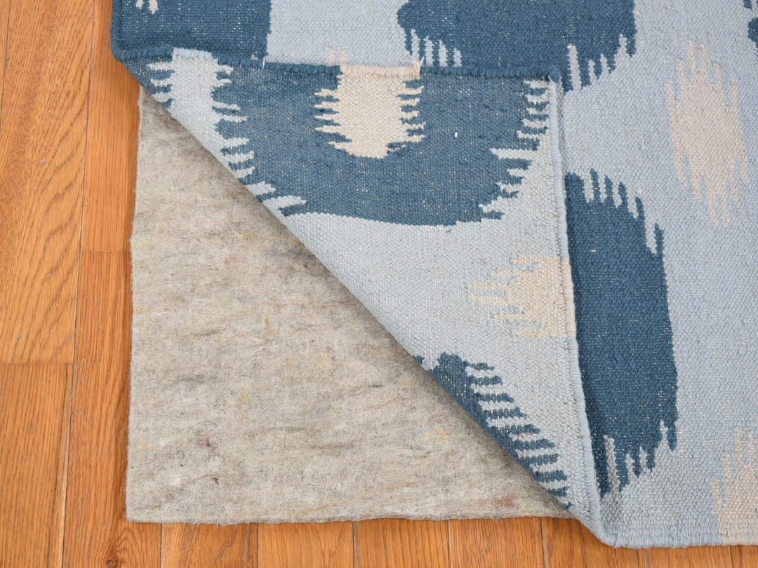 2'5" x 6'0" New Hand Woven Blue Wool Runner Oriental Rug - MOA10280535