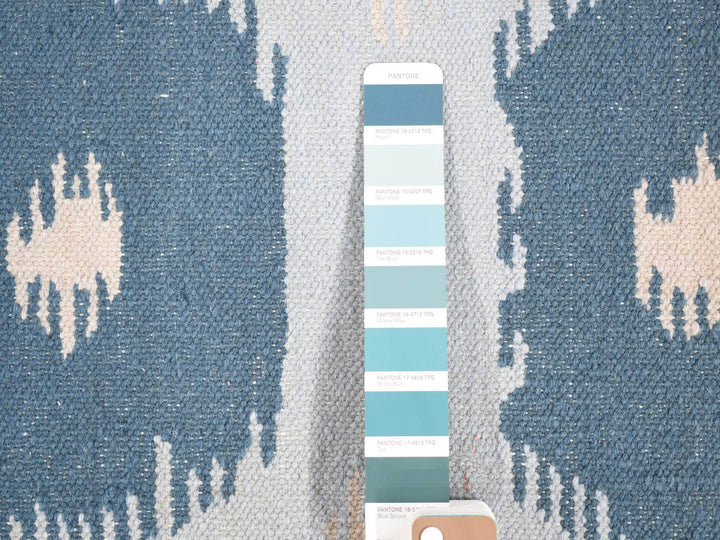 2'5" x 6'0" New Hand Woven Blue Wool Runner Oriental Rug - MOA10280535