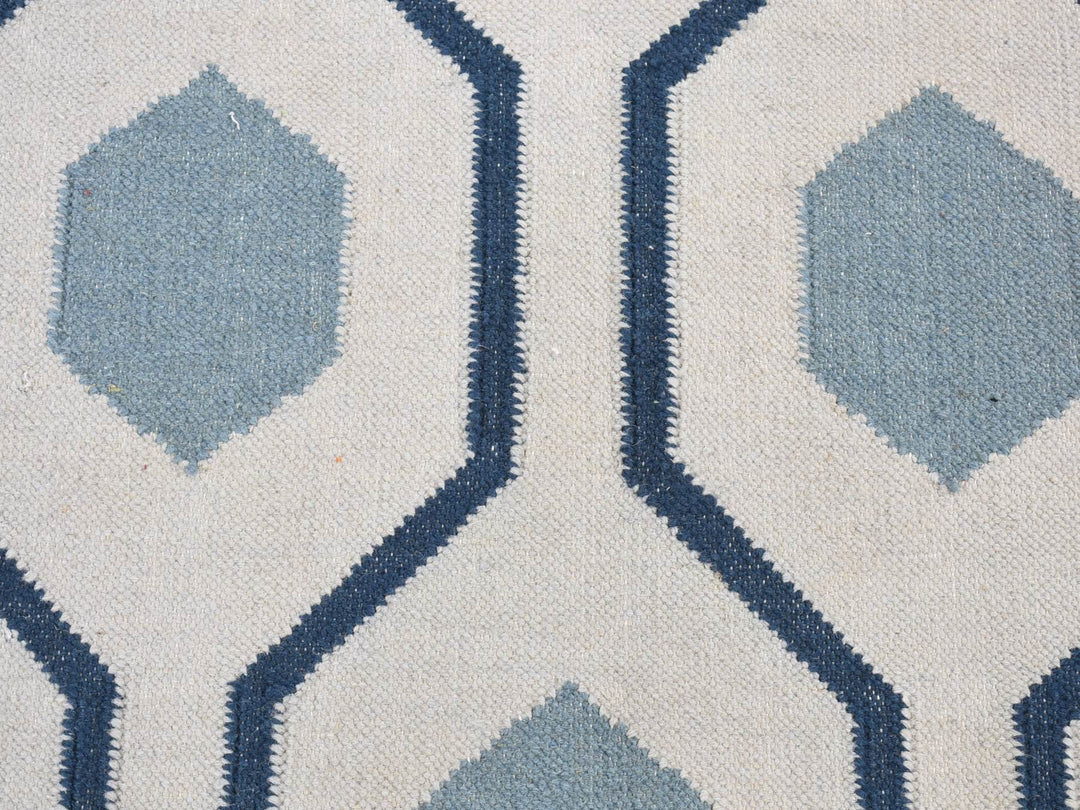 2'7" x 6'0" New Hand Woven Blue Wool Runner Oriental Rug - MOA10280536