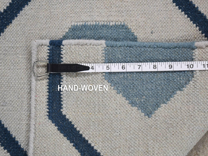 2'7" x 6'0" New Hand Woven Blue Wool Runner Oriental Rug - MOA10280536