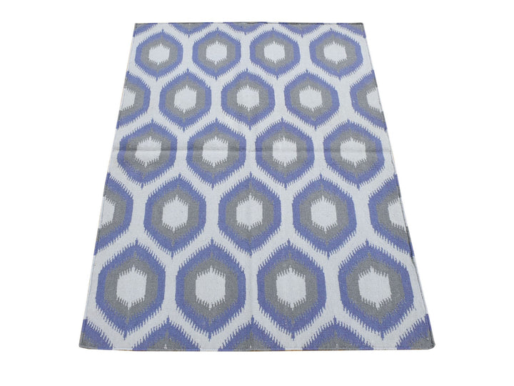 4'2" x 6'0" New Hand Woven Grey Wool Rectangle Oriental Rug - MOA10280541