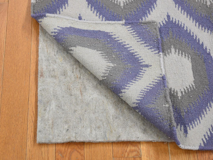 4'2" x 6'0" New Hand Woven Grey Wool Rectangle Oriental Rug - MOA10280541
