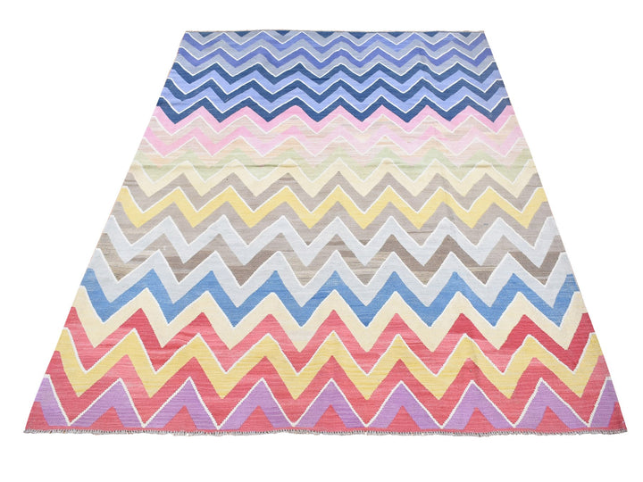 8'0" x 10'0" New Hand Woven Pink Wool Rectangle Oriental Rug - MOA10280550