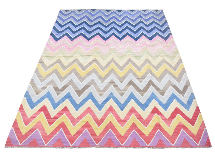 7'1" x 10'1" New Hand Woven Pink Wool Rectangle Oriental Rug - MOA10280551