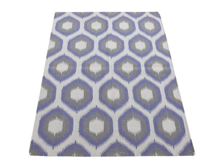 4'0" x 6'0" New Hand Woven Grey Wool Rectangle Oriental Rug - MOA10280557