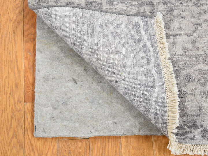 2'0" x 3'0" New Hand Knotted Grey Silk Rectangle Oriental Rug - MOA10280558