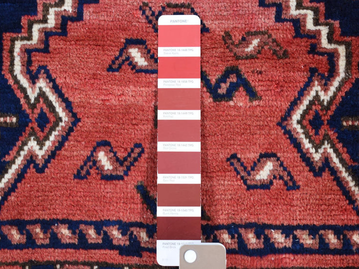 5'5" x 7'0" Vintage Hand Knotted Red Wool Rectangle Oriental Rug - MOA10280570