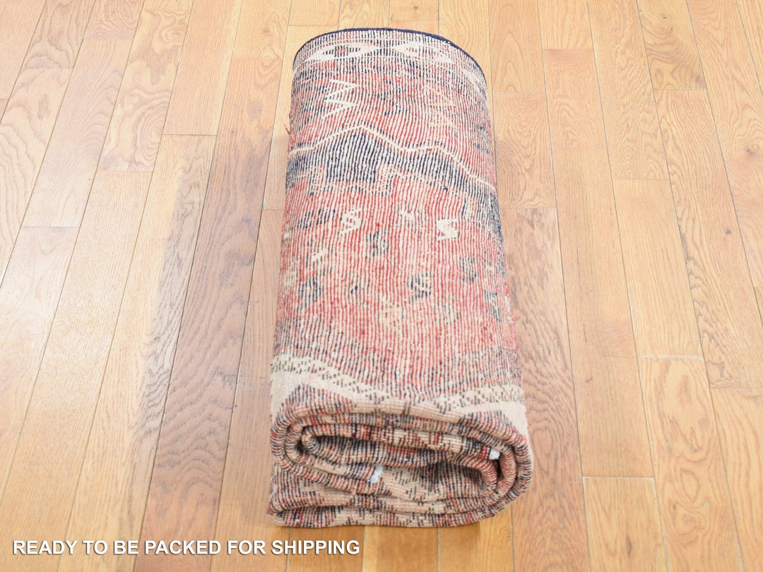 5'5" x 7'0" Vintage Hand Knotted Red Wool Rectangle Oriental Rug - MOA10280570