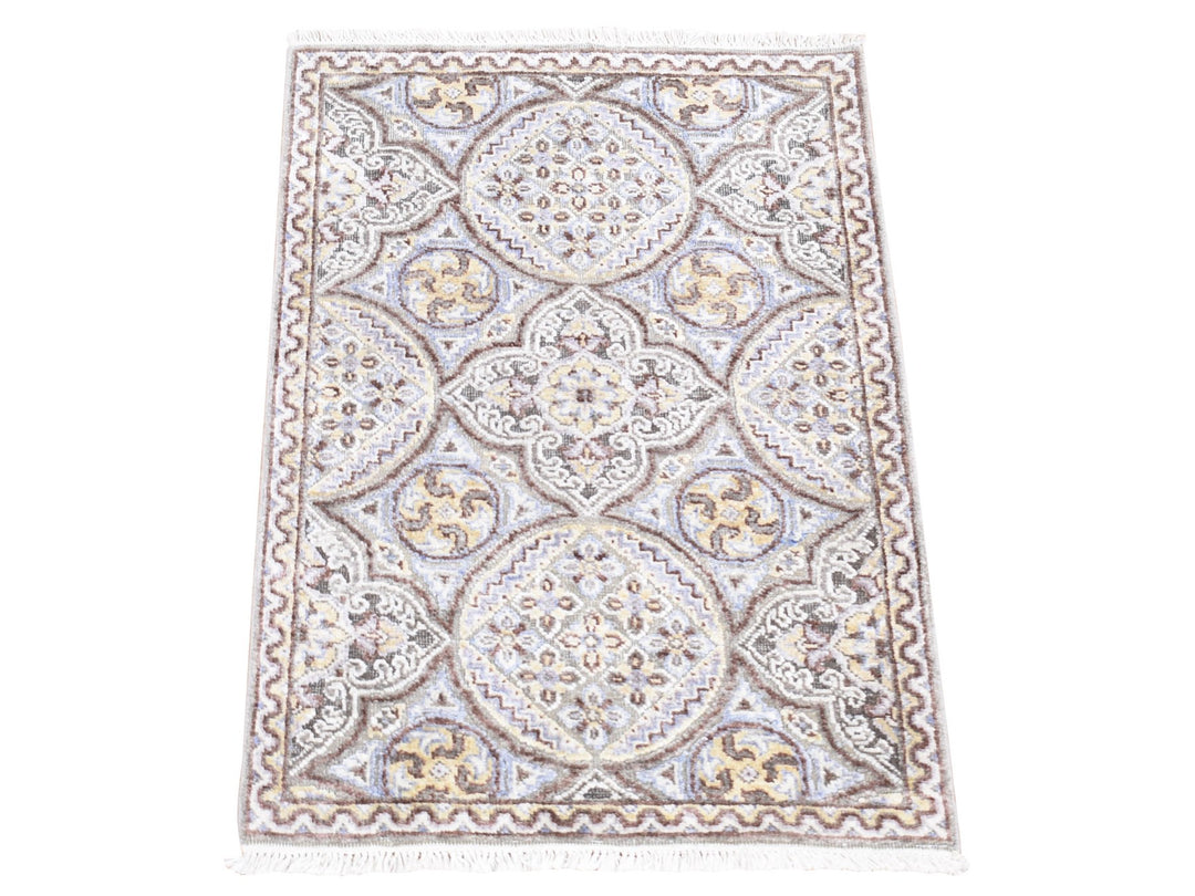 2'1" x 3'1" New Hand Knotted Brown Wool & Silk Rectangle Oriental Rug - MOA10280576