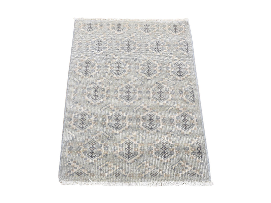 2'0" x 3'0" New Hand Knotted Grey Wool Rectangle Oriental Rug - MOA10280578