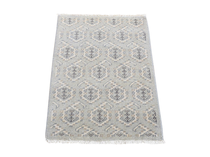 2'0" x 3'0" New Hand Knotted Grey Wool Rectangle Oriental Rug - MOA10280578