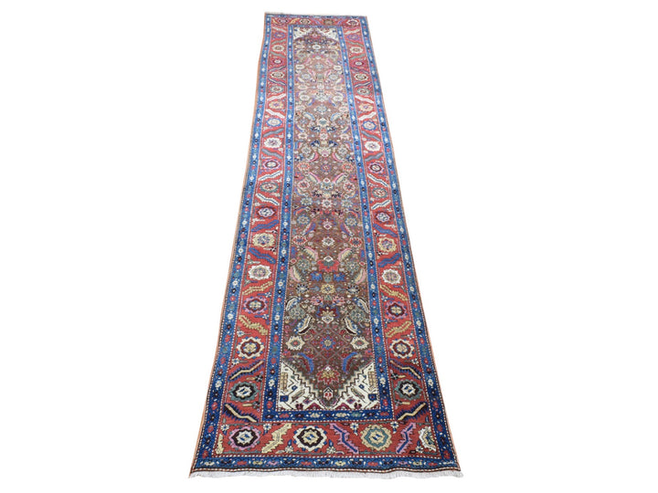 3'0" x 13'6" Vintage Hand Knotted Brown Wool Runner Oriental Rug - MOA10280592