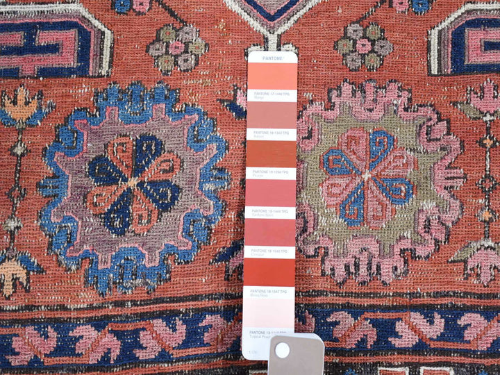 7'0" x 11'0" Vintage Hand Knotted Red Wool Rectangle Oriental Rug - MOA10280599