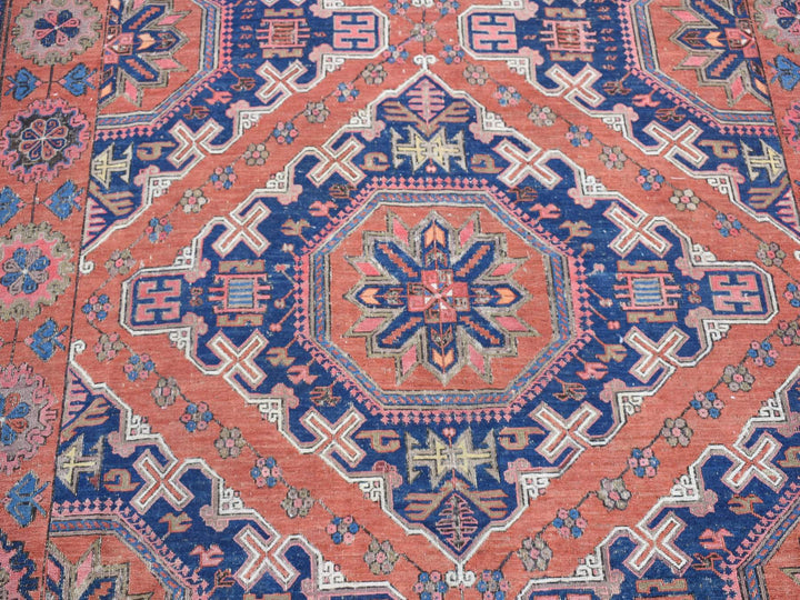 7'0" x 11'0" Vintage Hand Knotted Red Wool Rectangle Oriental Rug - MOA10280599