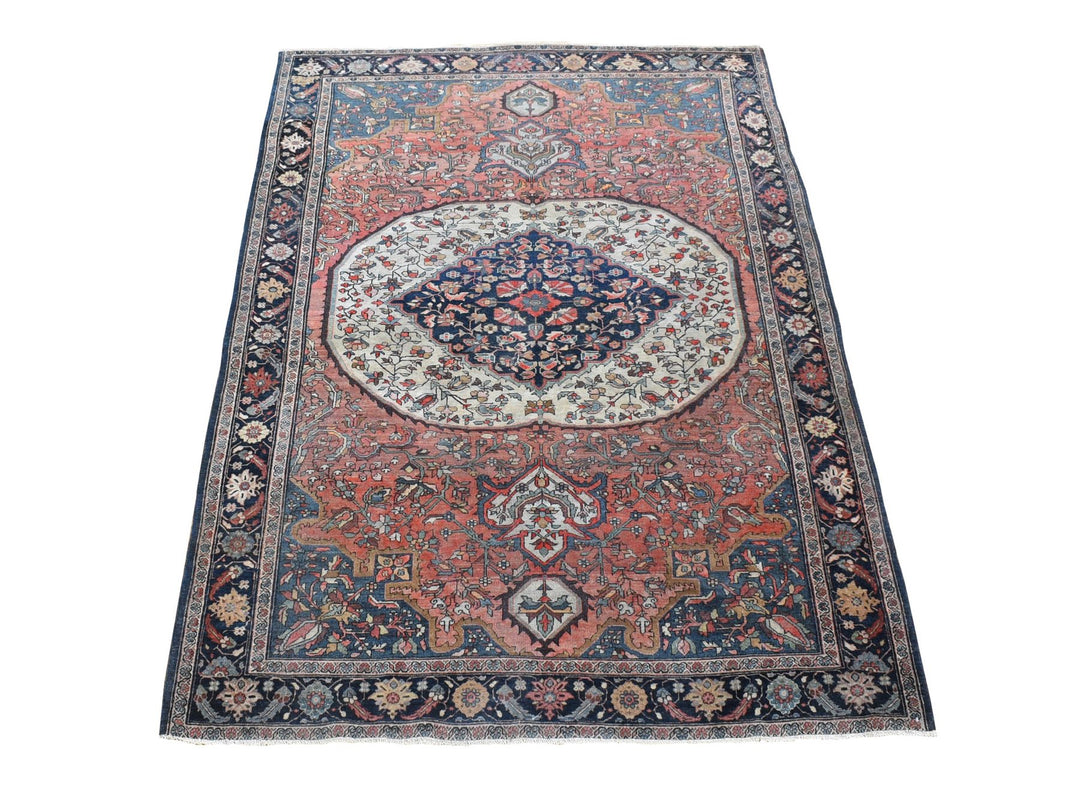 4'1" x 6'4" Vintage Hand Knotted Red Wool Rectangle Oriental Rug - MOA10280602