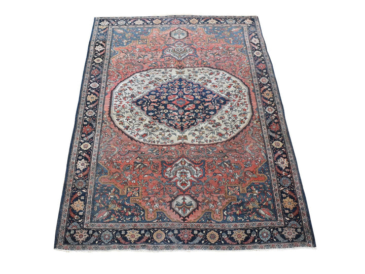 4'1" x 6'4" Vintage Hand Knotted Red Wool Rectangle Oriental Rug - MOA10280602
