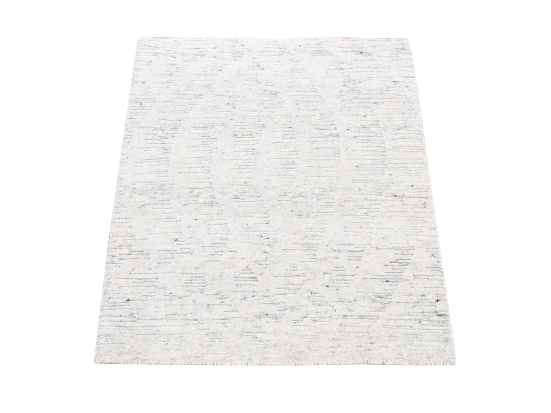 2'2" x 3'0" New Hand Knotted Ivory Wool Rectangle Oriental Rug - MOA10280603