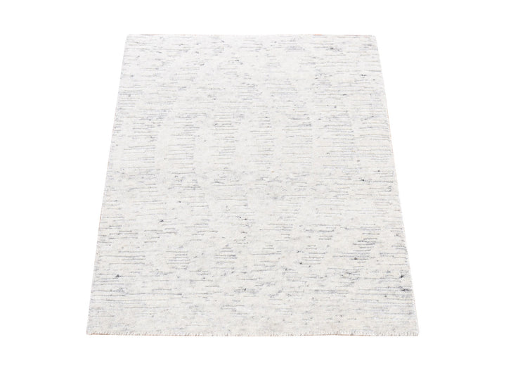 2'2" x 3'0" New Hand Knotted Ivory Wool Rectangle Oriental Rug - MOA10280603