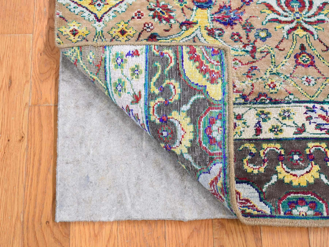 1'10" x 2'0" New Hand Knotted Brown Wool & Silk Square Oriental Rug - MOA10280605
