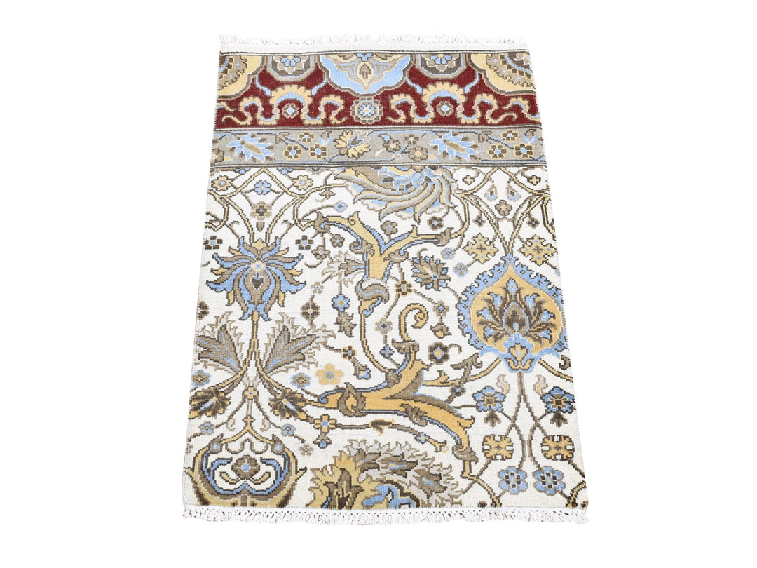 2'0" x 3'2" New Hand Knotted Ivory Wool Rectangle Oriental Rug - MOA10280606