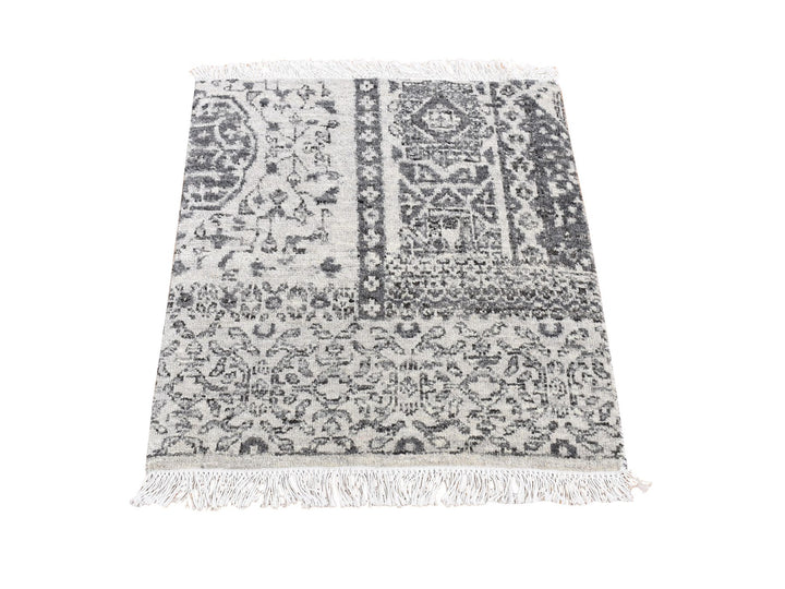 2'0" x 2'1" New Hand Knotted Grey Wool Square Oriental Rug - MOA10280607