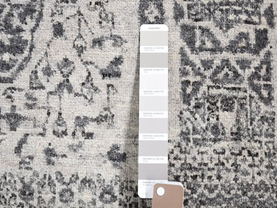 2'0" x 2'1" New Hand Knotted Grey Wool Square Oriental Rug - MOA10280607