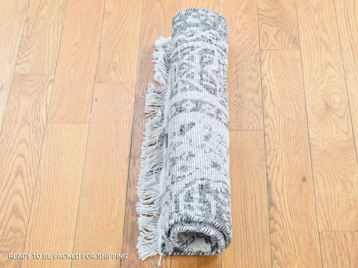 2'0" x 2'1" New Hand Knotted Grey Wool Square Oriental Rug - MOA10280607