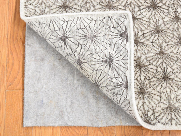 2'0" x 2'1" New Hand Knotted Ivory Wool & Silk Square Oriental Rug - MOA10280608