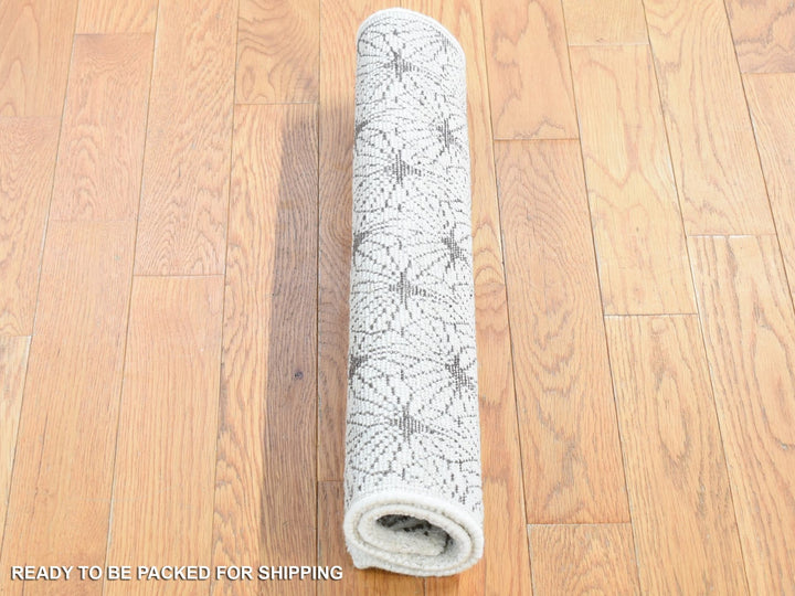2'0" x 2'1" New Hand Knotted Ivory Wool & Silk Square Oriental Rug - MOA10280608