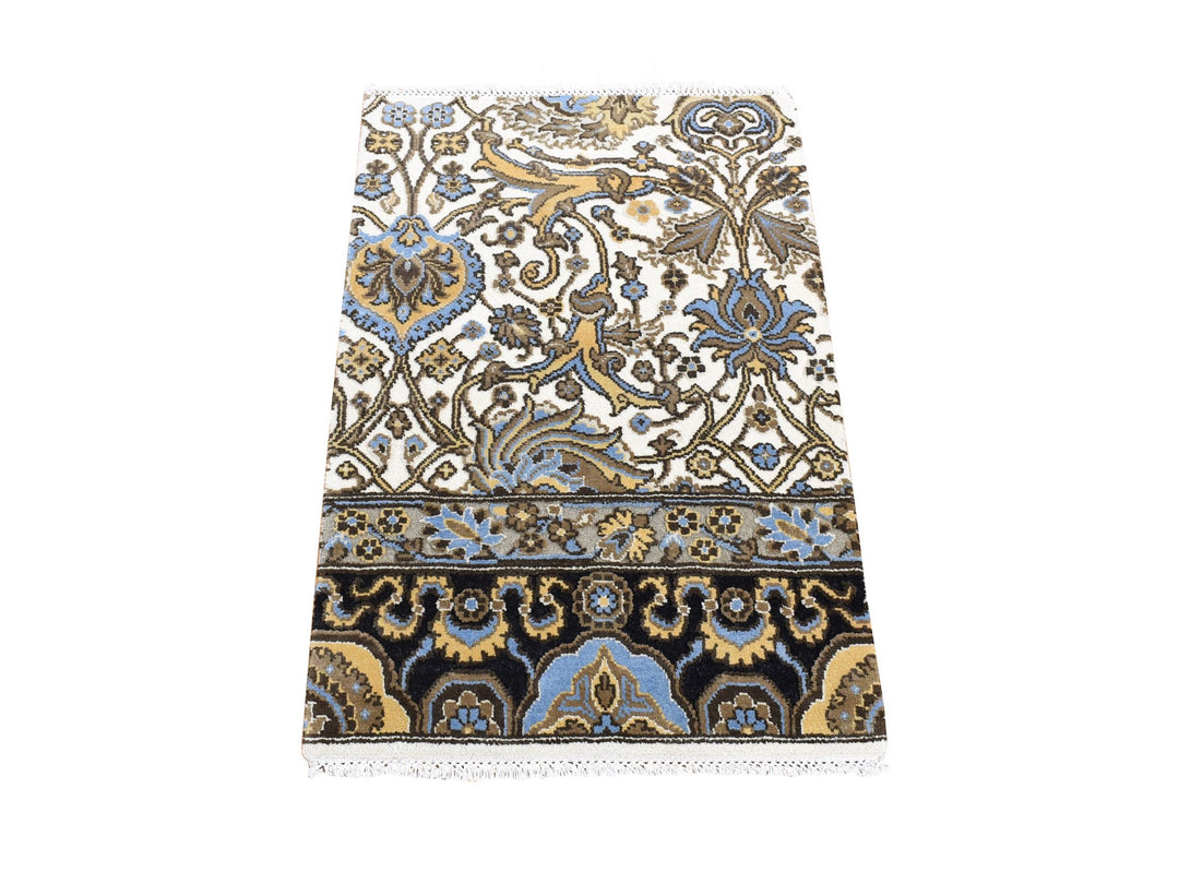 2'0" x 3'2" New Hand Knotted Ivory Wool Rectangle Oriental Rug - MOA10280612