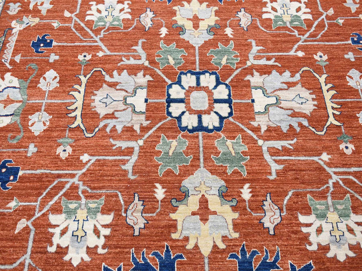 10'0" x 13'10" New Hand Knotted Red Wool Rectangle Oriental Rug - MOA10280627