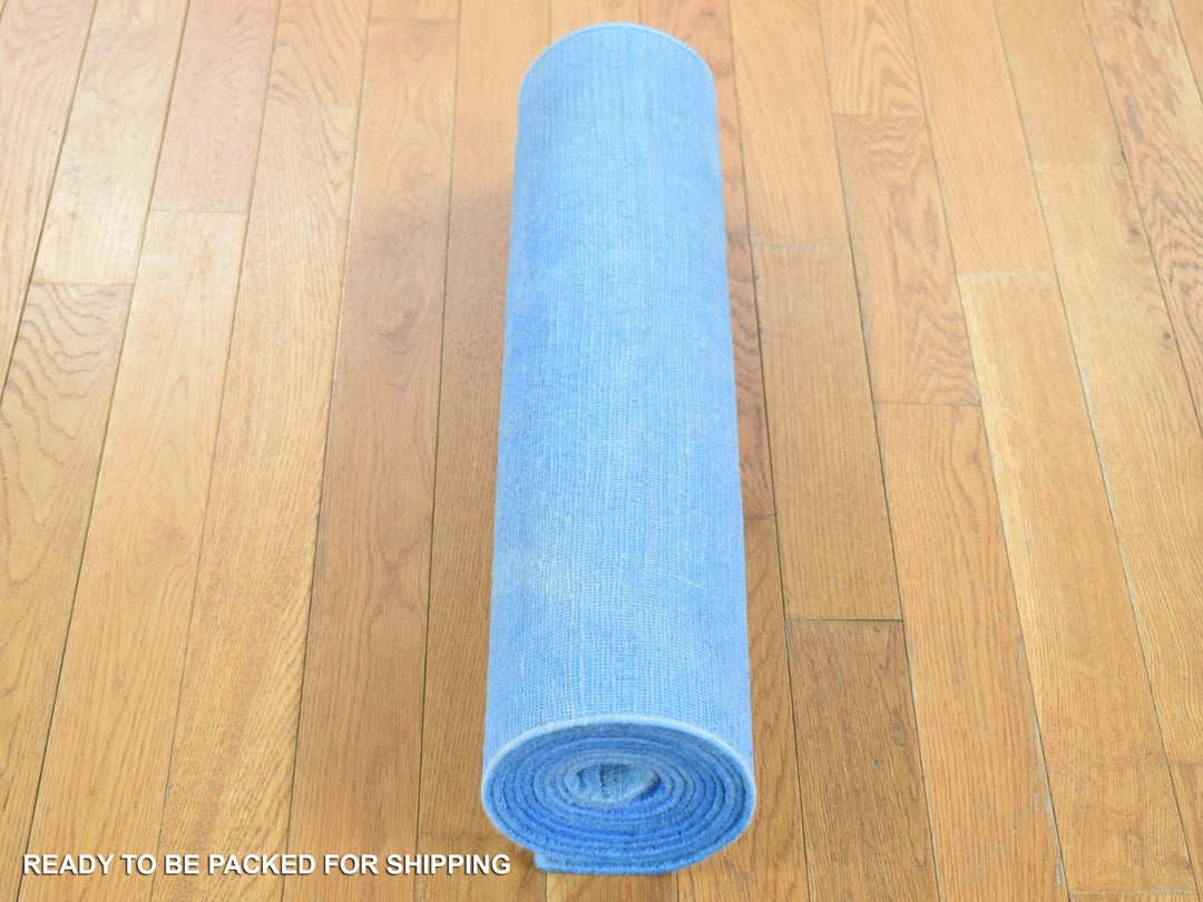 2'5" x 10'2" New Hand Knotted Overdyed Wool Runner Oriental Rug - MOA10280631