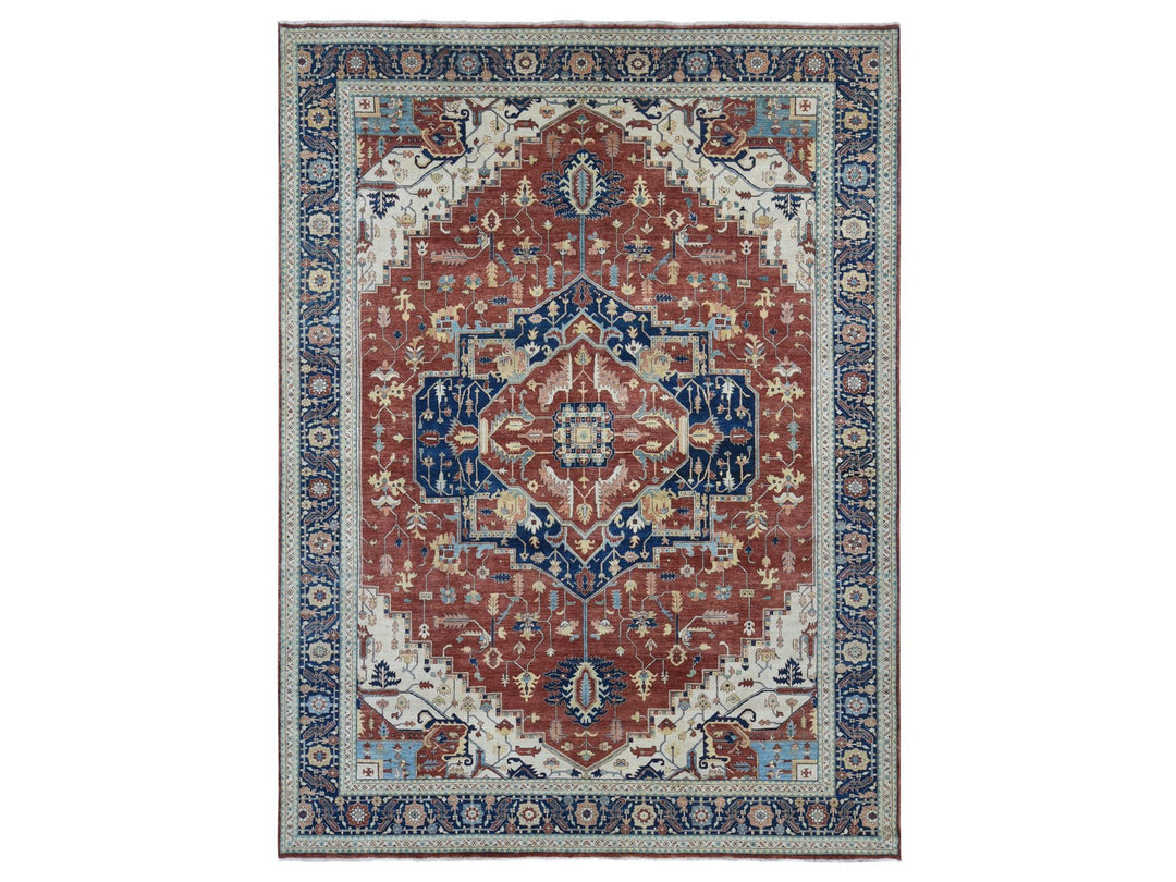 10'1" x 13'9" New Hand Knotted Red Wool Rectangle Oriental Rug - MOA10280634