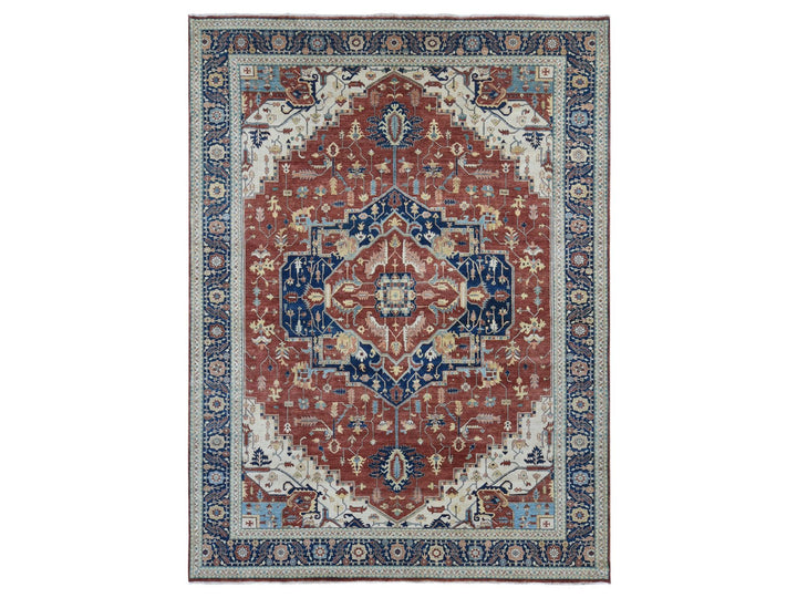 10'1" x 13'9" New Hand Knotted Red Wool Rectangle Oriental Rug - MOA10280634