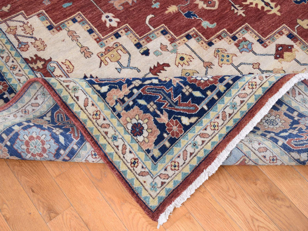 10'1" x 13'9" New Hand Knotted Red Wool Rectangle Oriental Rug - MOA10280634