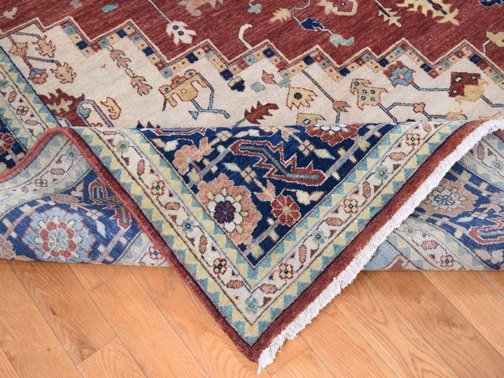 10'1" x 13'9" New Hand Knotted Red Wool Rectangle Oriental Rug - MOA10280634