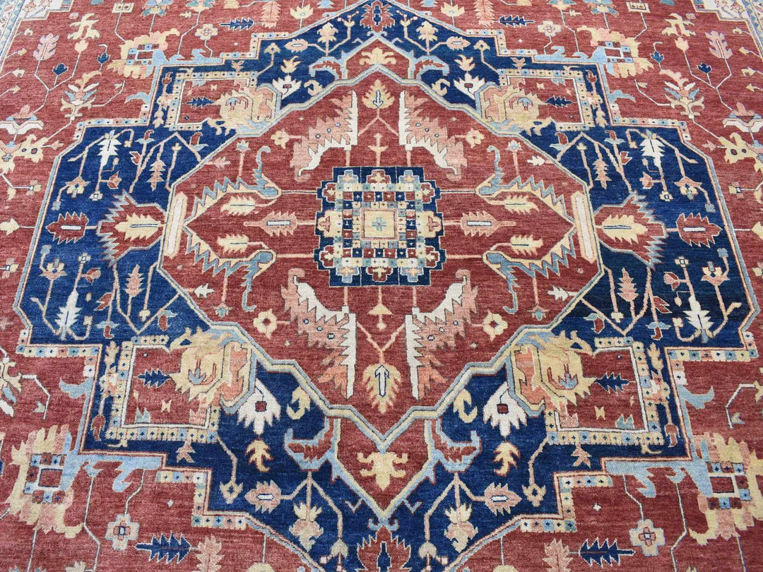 10'1" x 13'9" New Hand Knotted Red Wool Rectangle Oriental Rug - MOA10280634