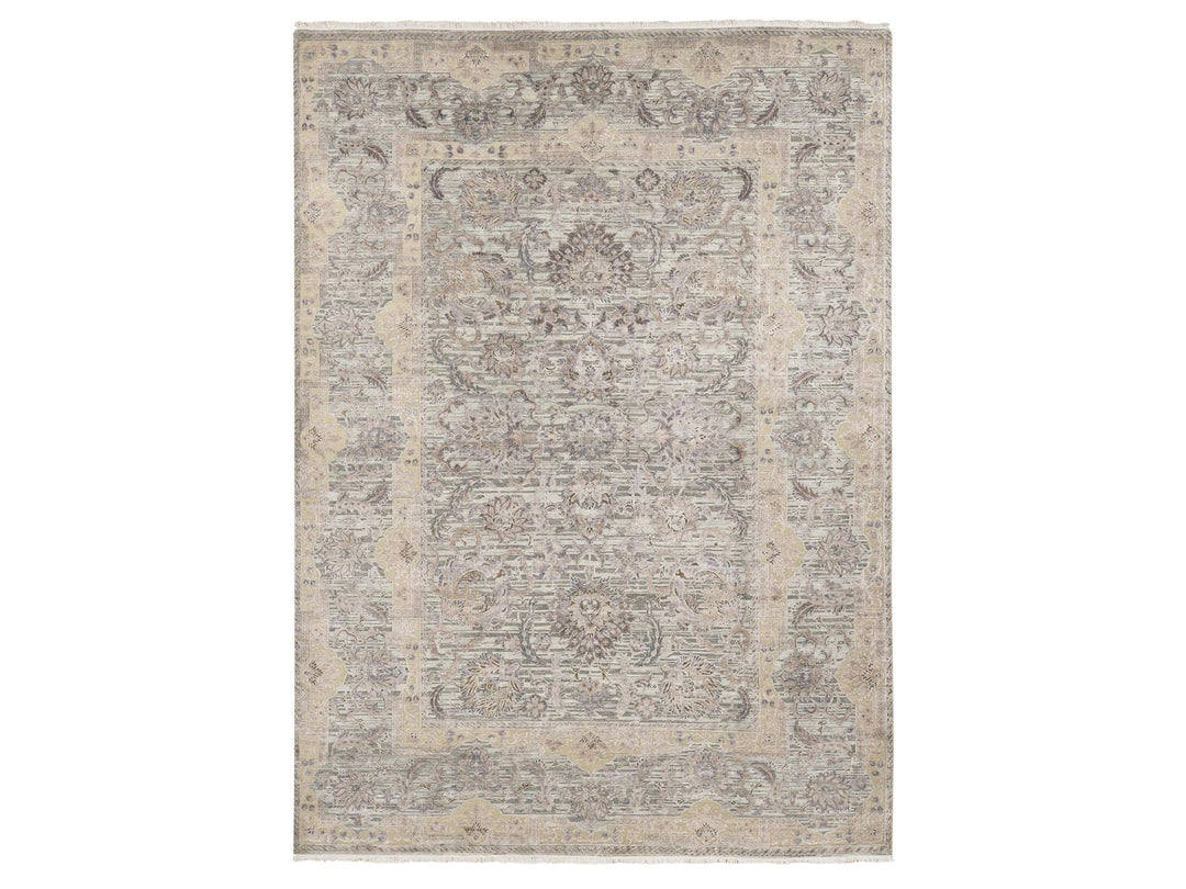 10'0" x 14'0" New Hand Knotted Green Wool & Pure Silk Rectangle Oriental Rug - MOA10280640