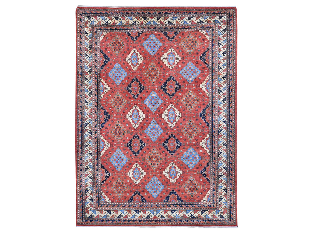 10'0" x 14'0" New Hand Knotted Red Wool Rectangle Oriental Rug - MOA10280642