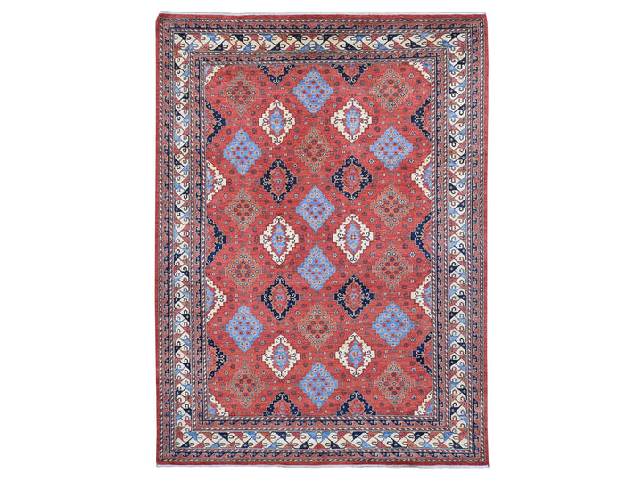 10'0" x 14'0" New Hand Knotted Red Wool Rectangle Oriental Rug - MOA10280642